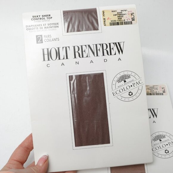 Vintage HOLT RENFREW Silky Sheer Pantyhose Nylons Control Top NEW 4 Pairs Lycra - Picture 7 of 8